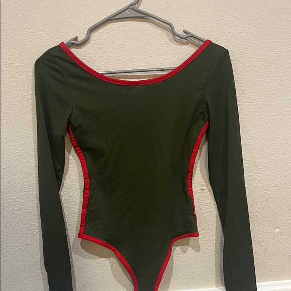 Beware Black Bodysuit with Red Trim - Picture 3 of 4